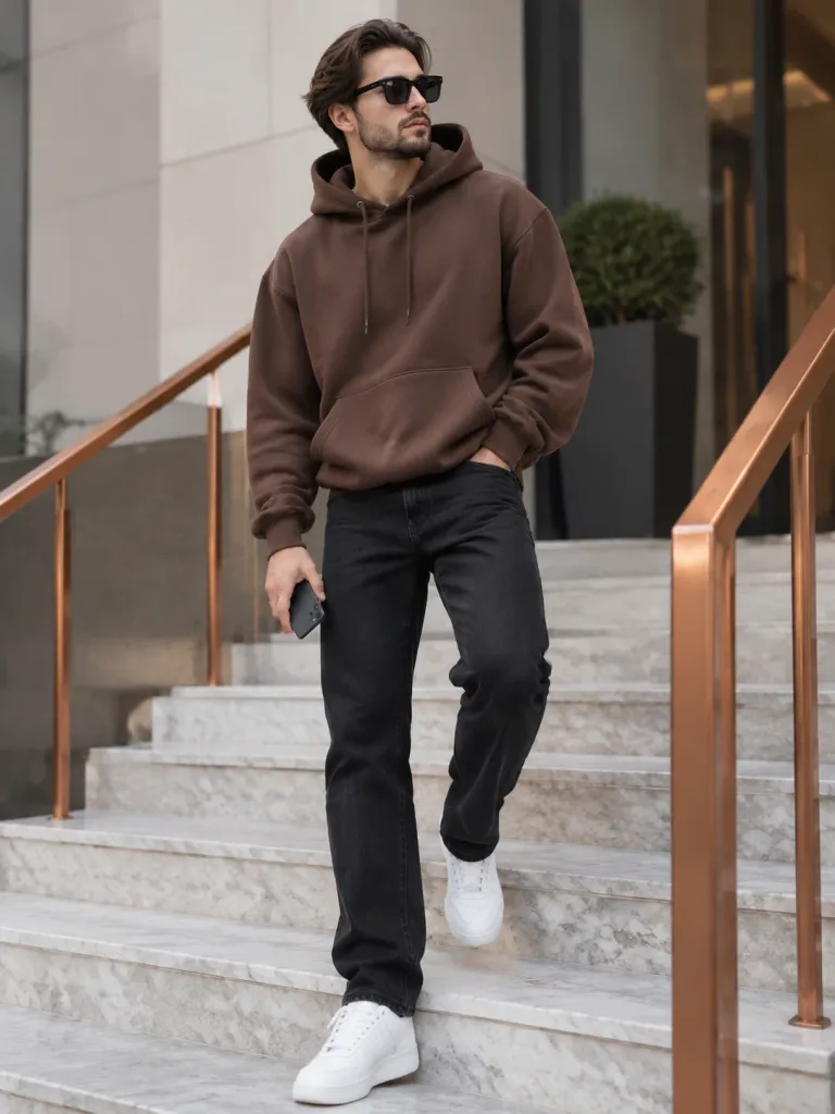 Stylish Man on Marble Stairs