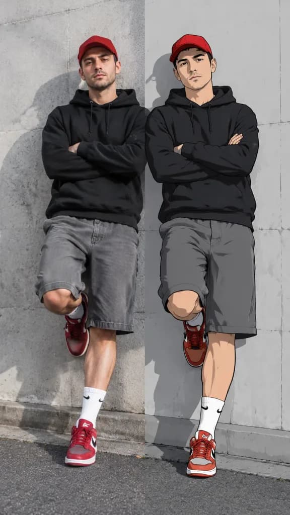 Split-Reality Photorealistic and Cartoon Portrait