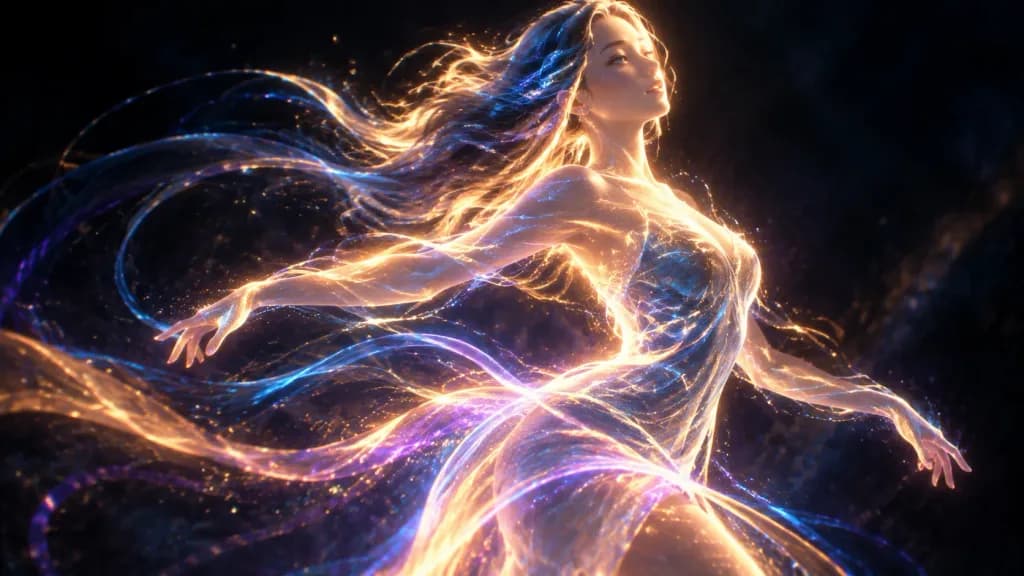 Cinematic Flowing Light Energy Figure