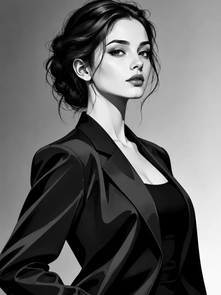 Monochrome Vector High Fashion Editorial Portrait