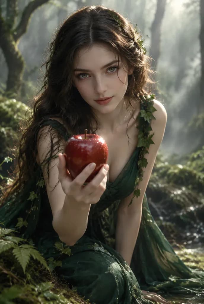 Mythological Forest Eve with Red Apple