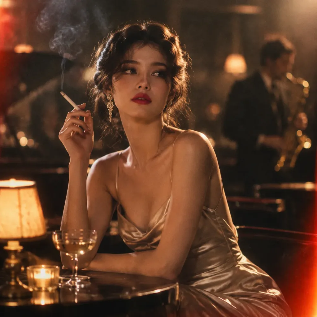 Cinematic Jazz Club Woman Portrait