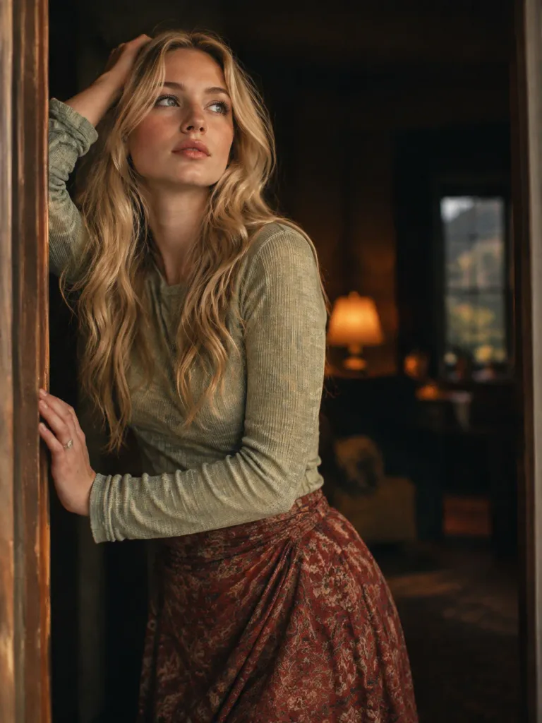 Moody Portrait Leaning in Doorway