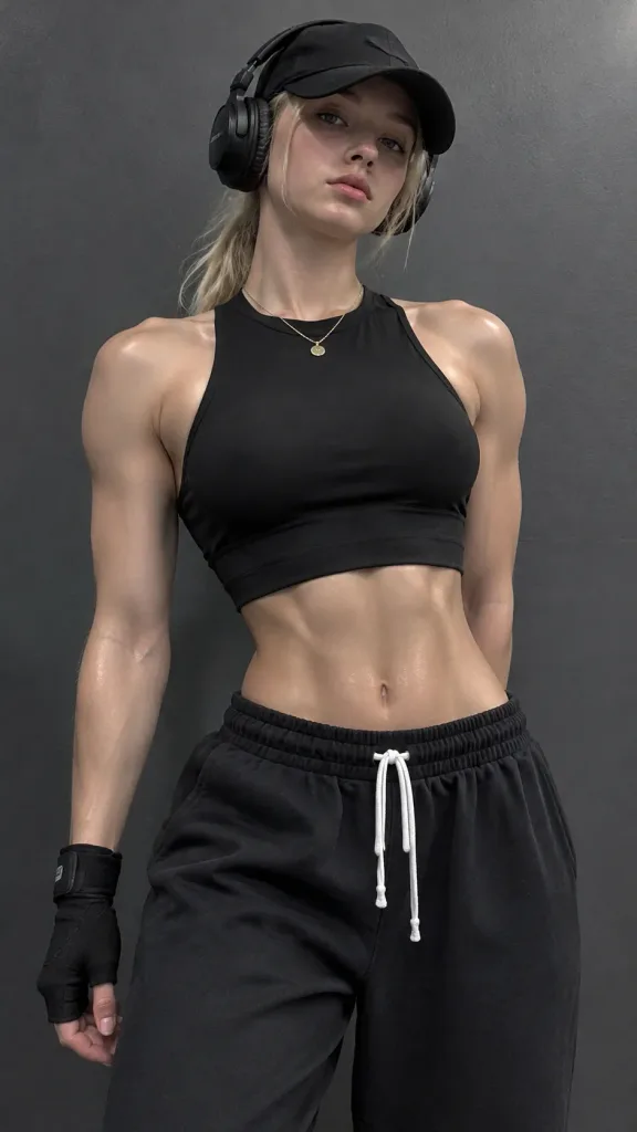 Athletic Woman Gym Streetwear Portrait