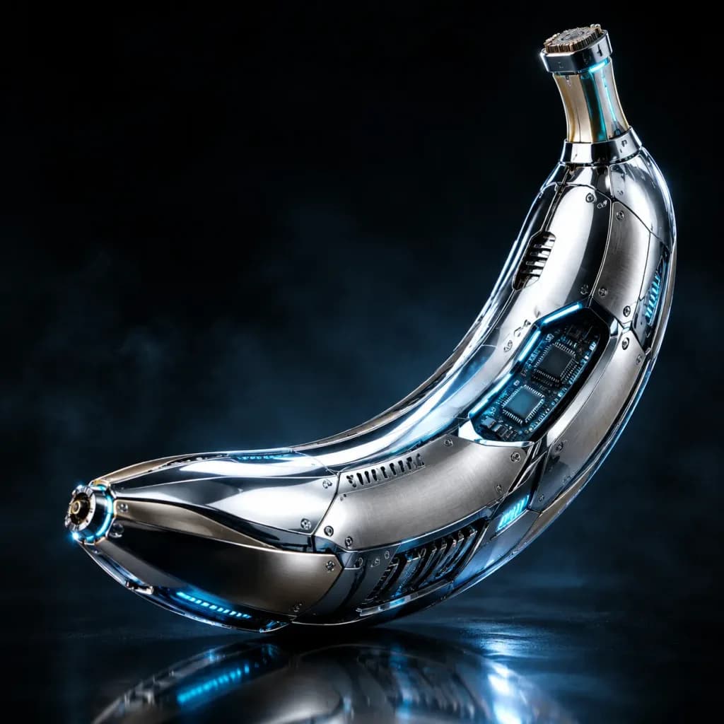 Futuristic Metallic Cyber Banana