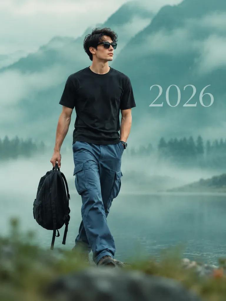 Стильный Человек в Туманном Пейзаже 2026