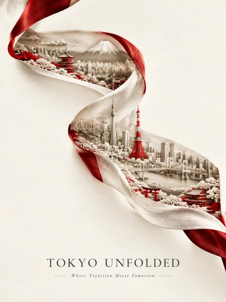 โปสเตอร์เมืองแกะสลักบนริบบิ้นผ้าไหม