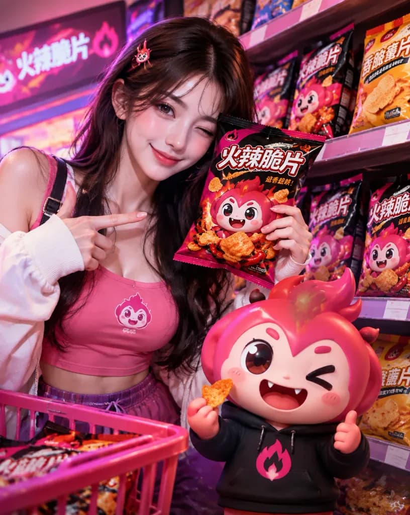 Fashion Model and 3D Mascot Advertisement