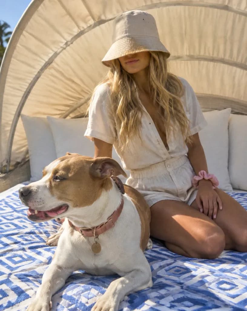 Sunlit Cabana Portrait with Dog