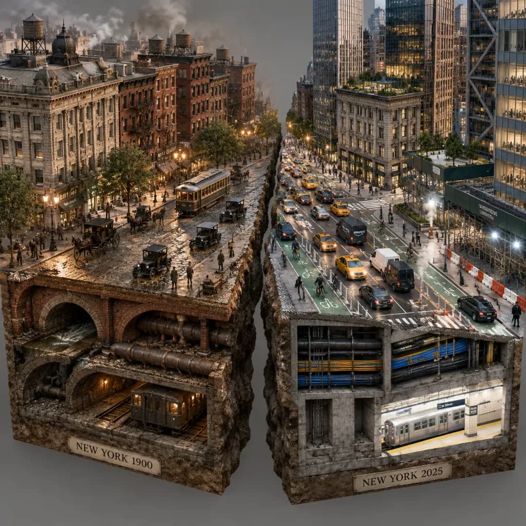 Split Era Urban Diorama Cross Section