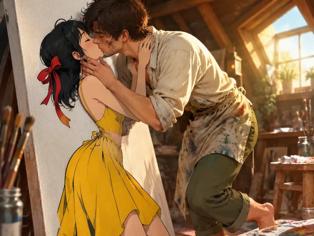 Kiss with a Living Canvas Illustration