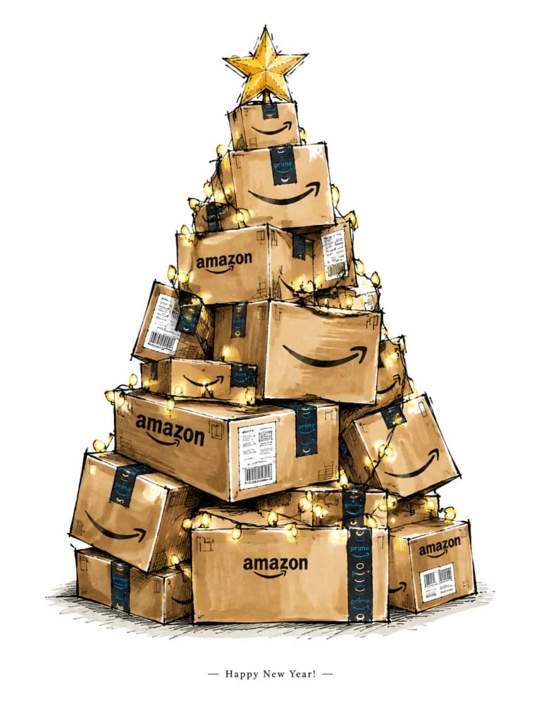 Branded Holiday Box Christmas Tree Illustration
