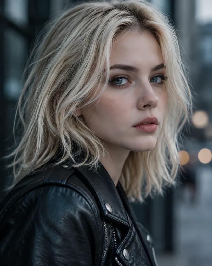 Moody Cinematic Woman in Leather Jacket