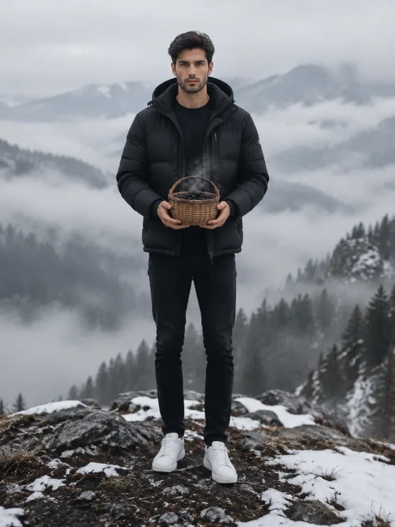بورتريه سينمائي على حافة جبل جليدي ضبابي