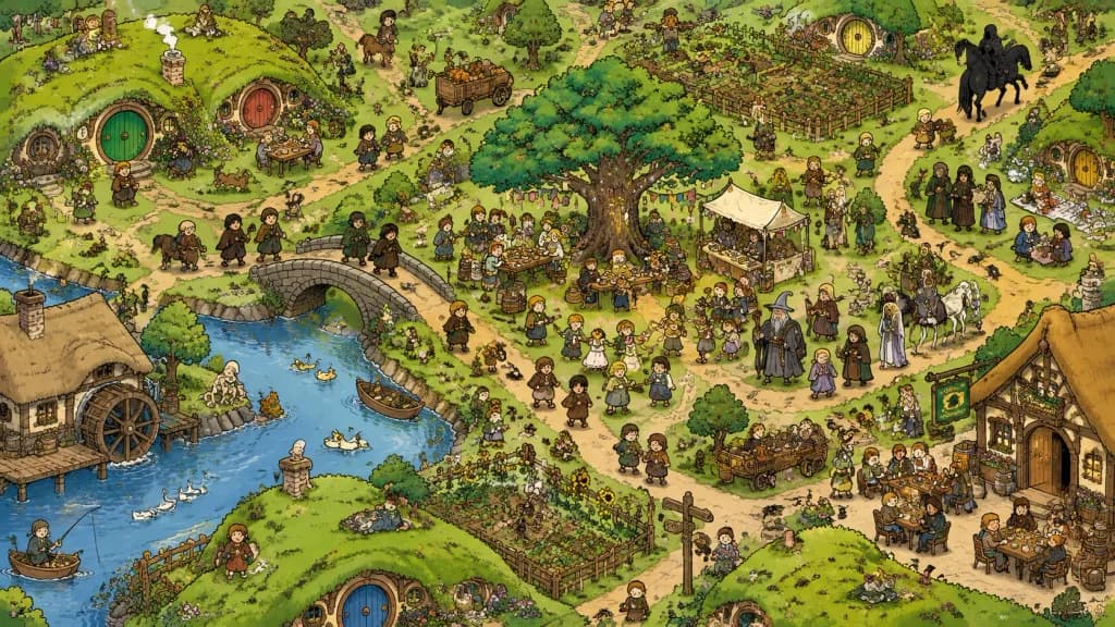 Ilustrasi Cari dan Temukan di Shire