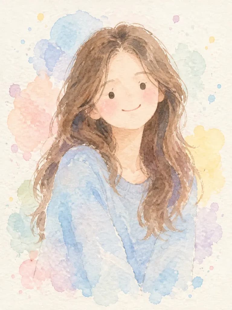 水彩ブロブと手描きドゥードゥル肖像