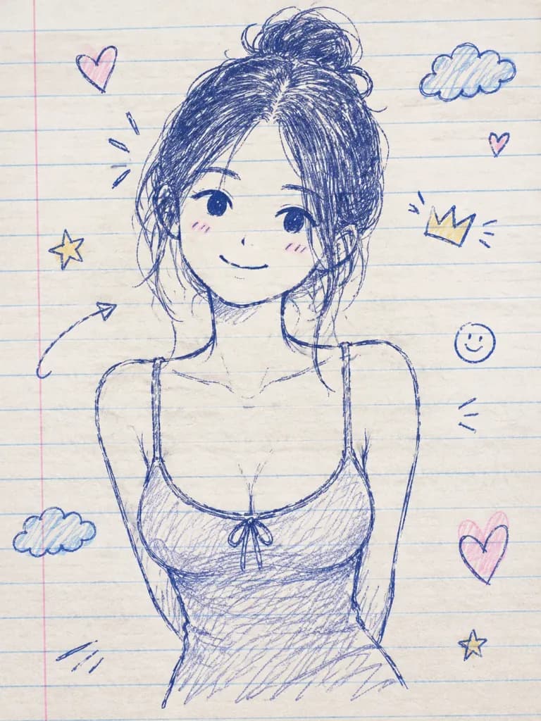 Notebook Ballpoint Pen Doodle Portrait