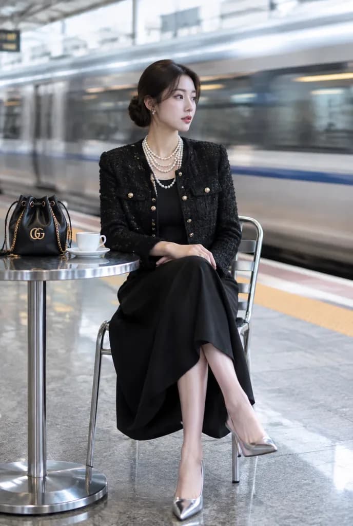 Editorial Fashion on Subway Platform