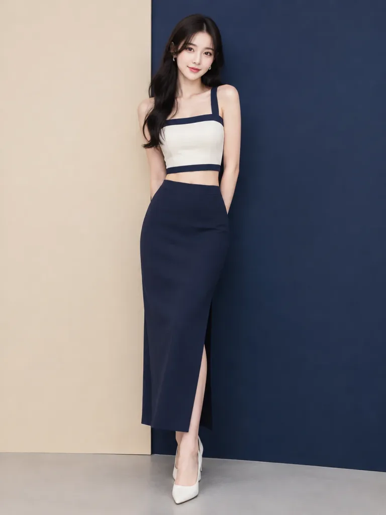 Minimalist Color-Blocked Studio Fashion Portrait