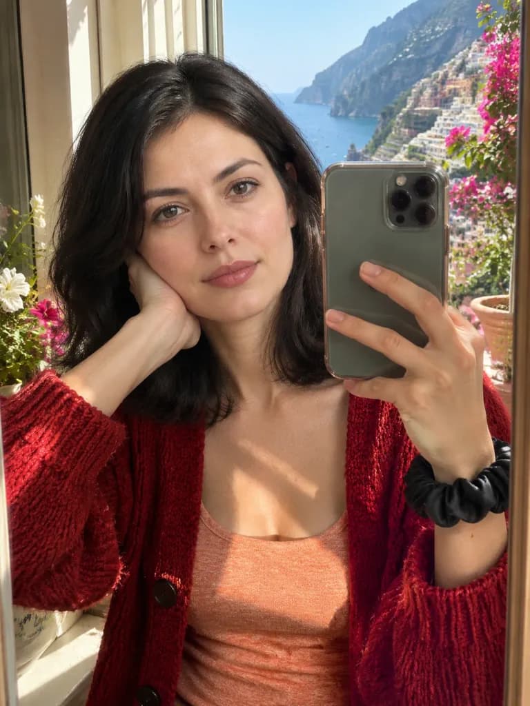 Sunlit Positano Mirror Selfie
