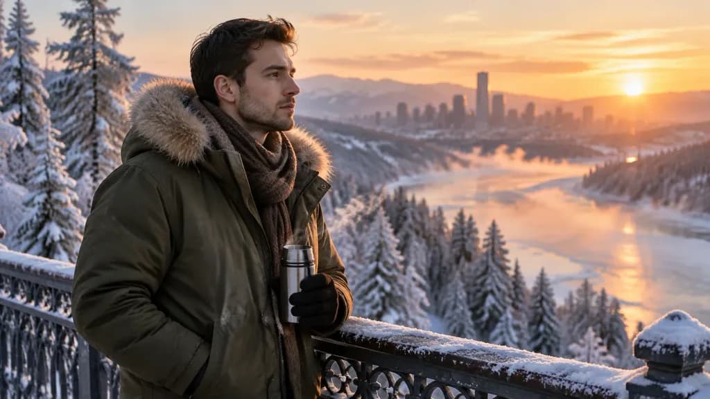 Winter Golden Hour Bridge Portrait