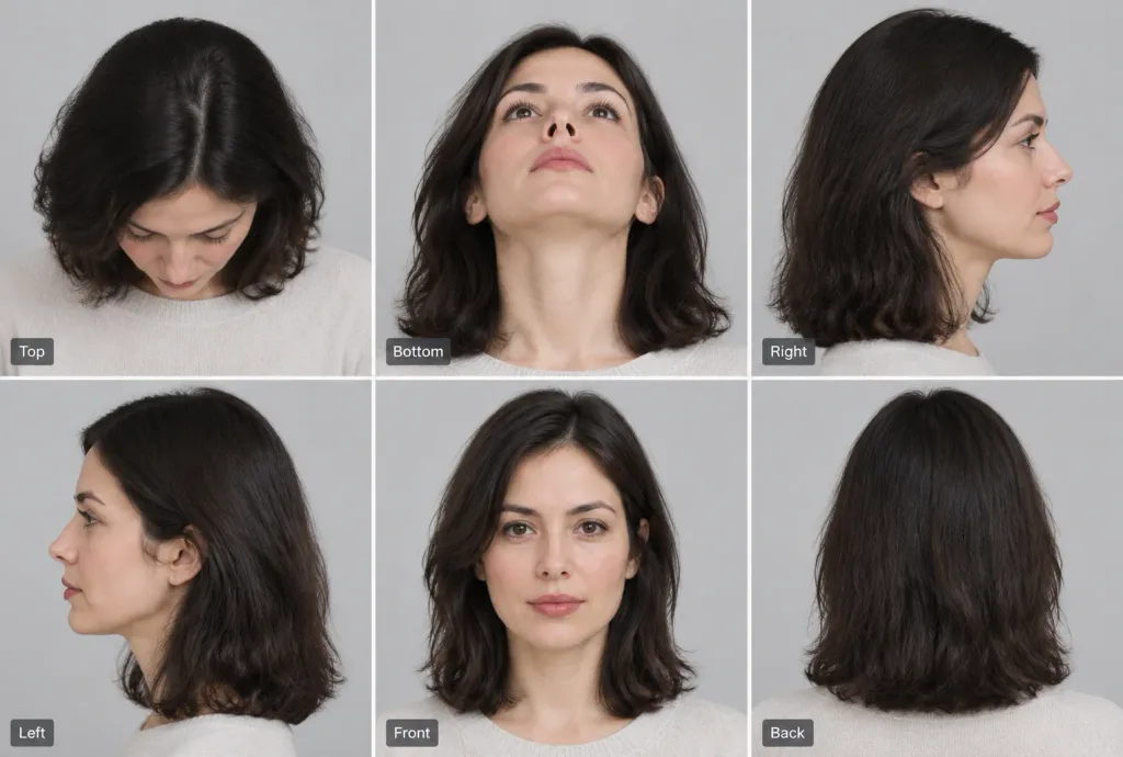 Six Angle Woman Character Turnaround Grid