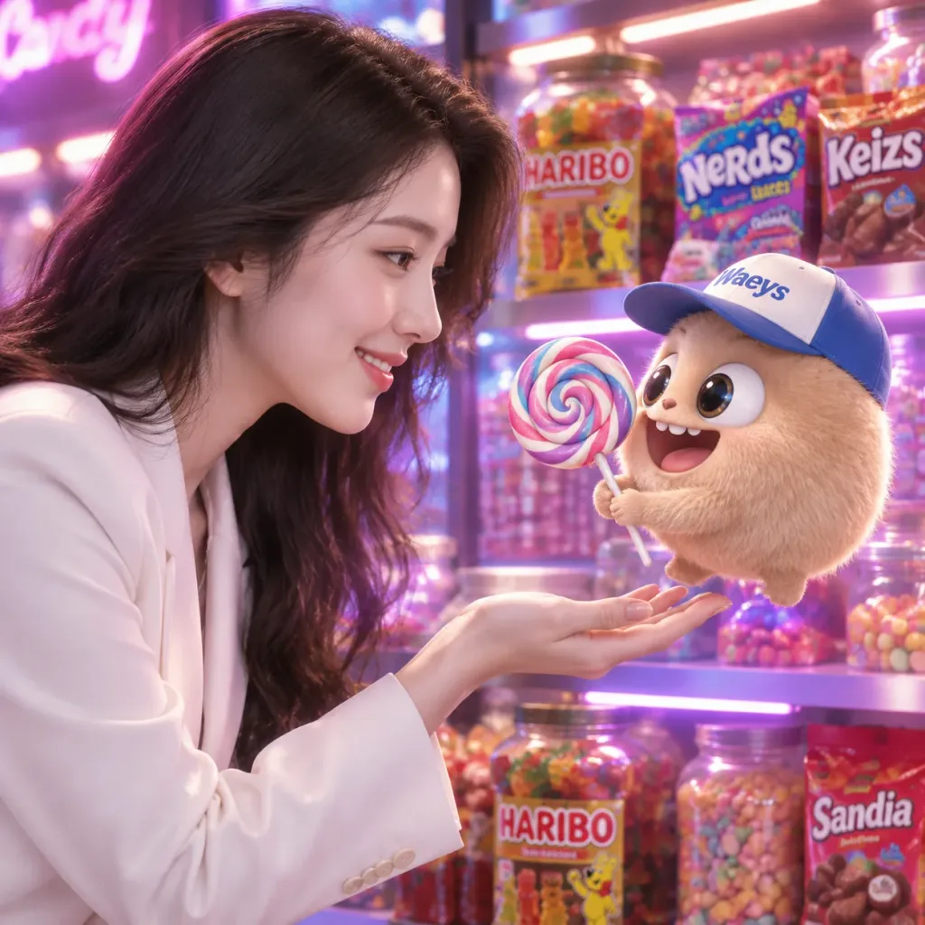 Mixed-Media Portrait with Candy Mascot