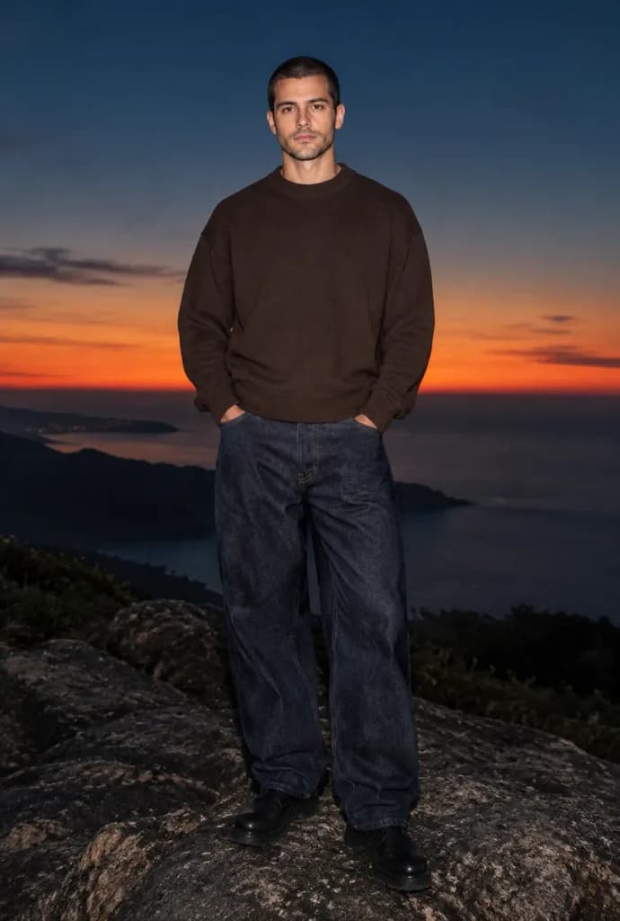 Frontal Flash Blue Hour Man Portrait