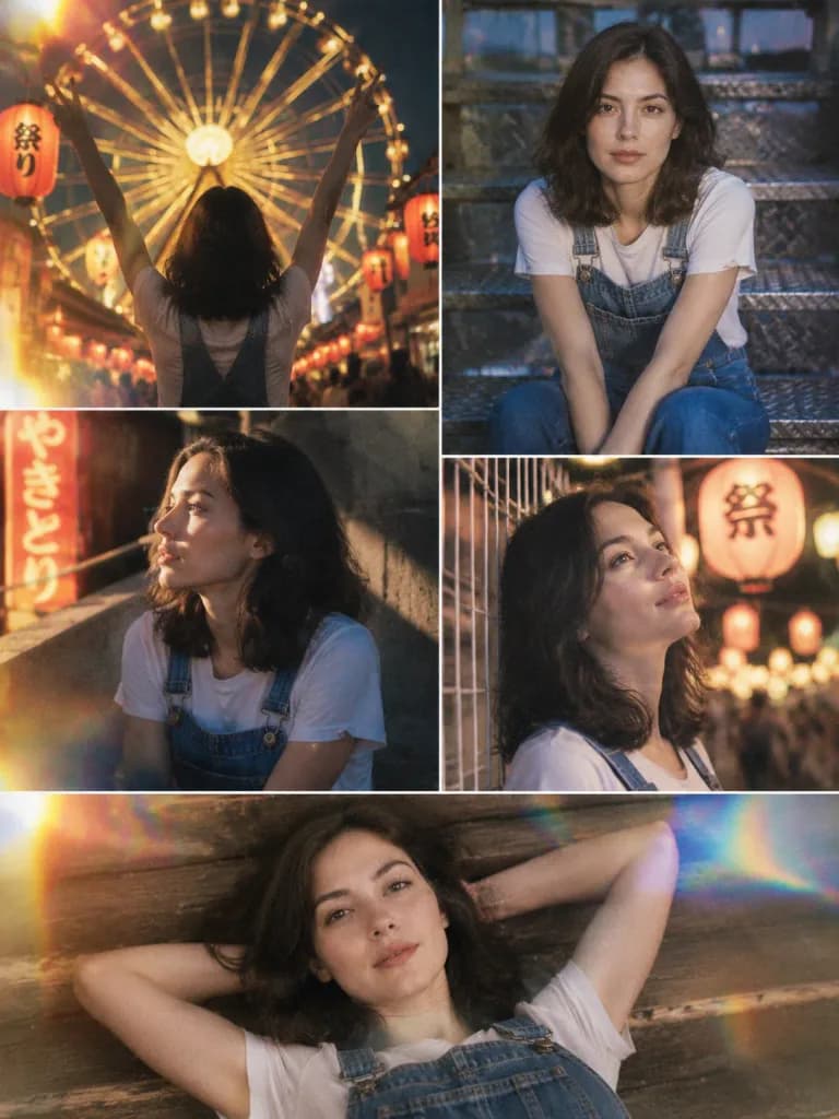 Japanese Night Festival Multi-Frame Film Collage