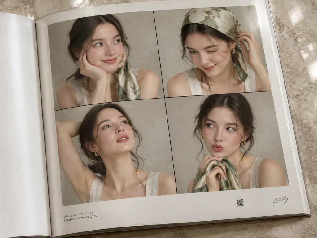 Photobook Editorial Spread with Model Sequence