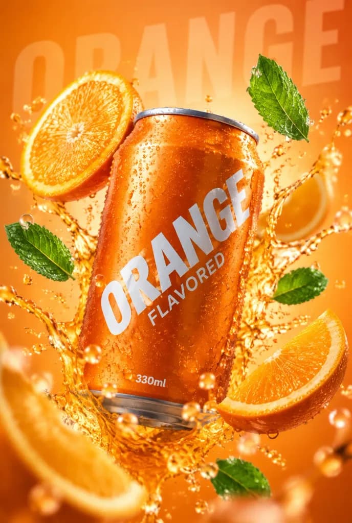 Orange Soda Can Splash Photography