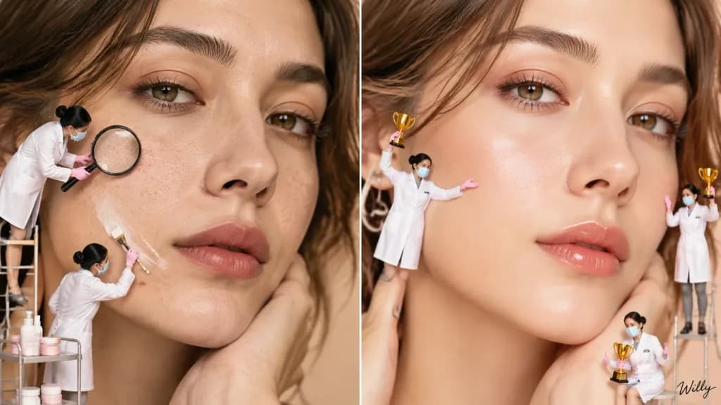 Surreal Skincare Transformation Editorial