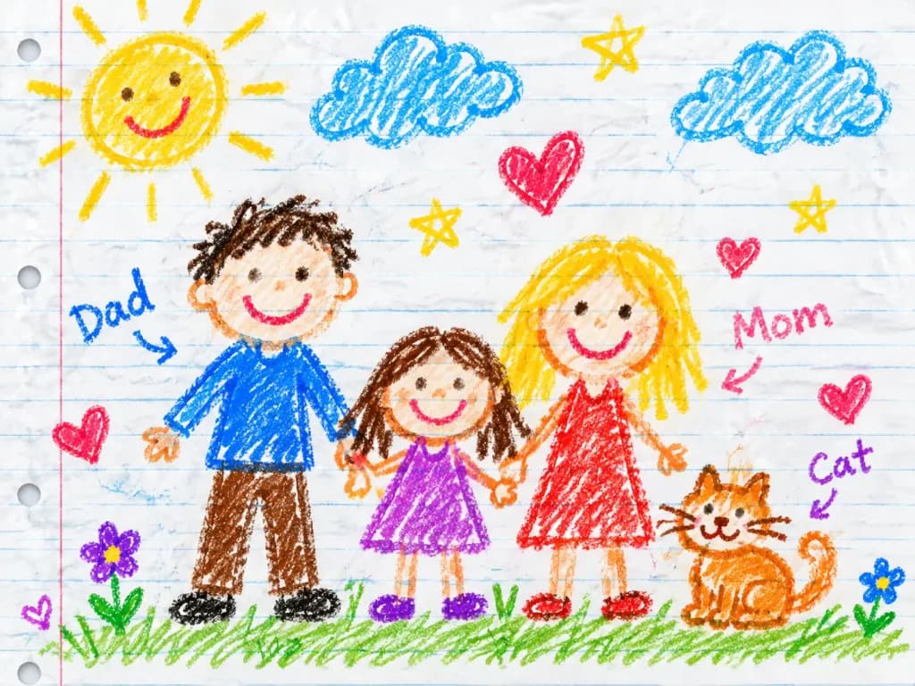 رسمة أطفال بألوان الشمع