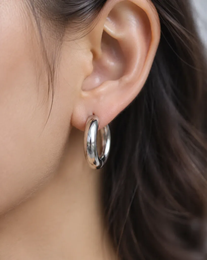 Macro Metallic Earring Close-Up