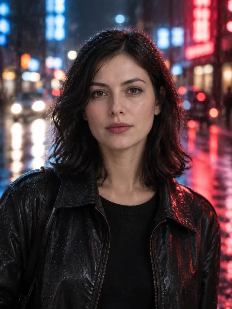 Rainy Night City Street Portrait