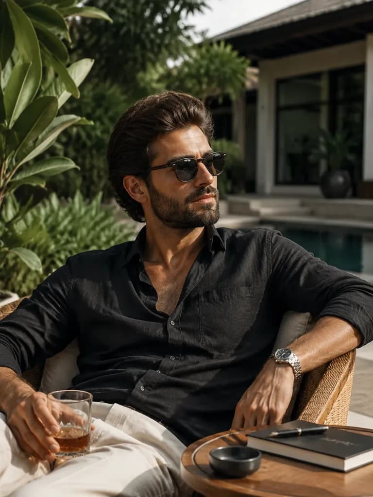 Luxury Lifestyle Portrait in Villa Garden