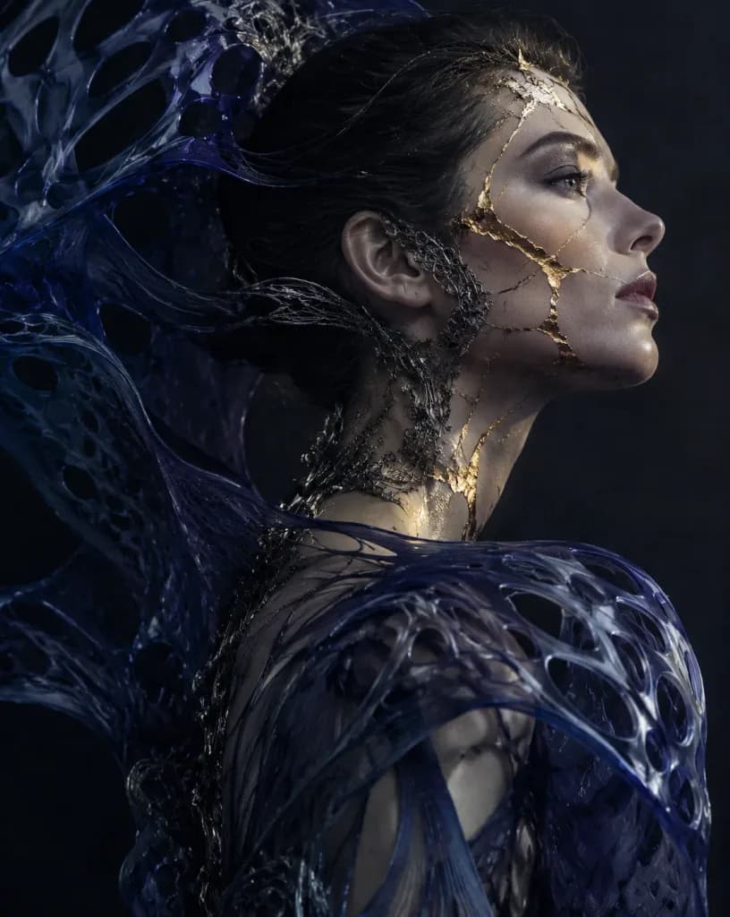 Bio-Digital Kintsugi Editorial Portrait