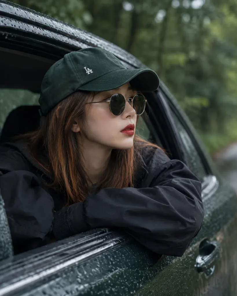Rainy Car Window Moody Portrait