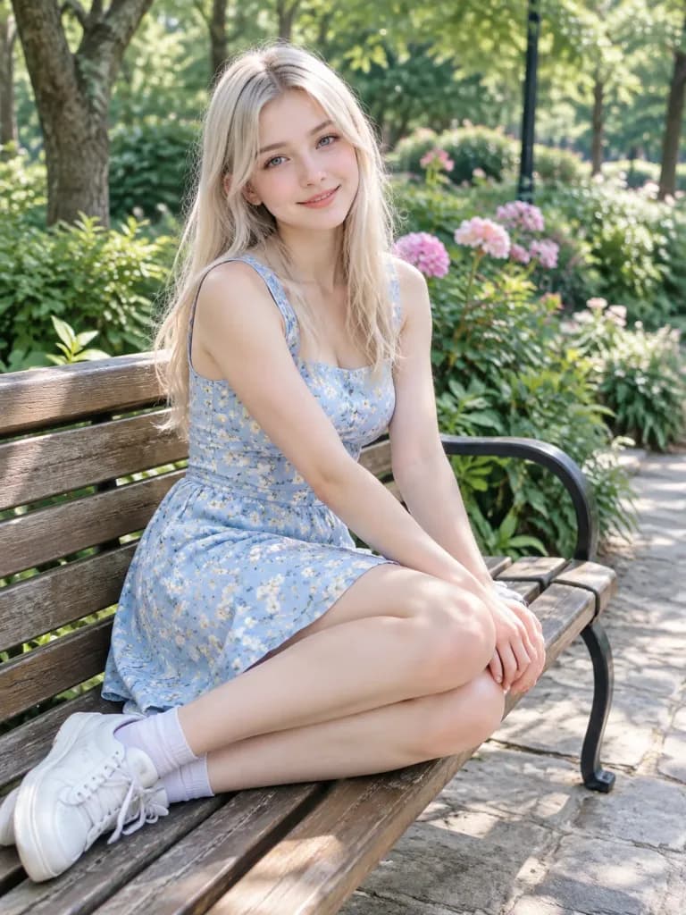 Summer Park Bench Lifestyle Portrait