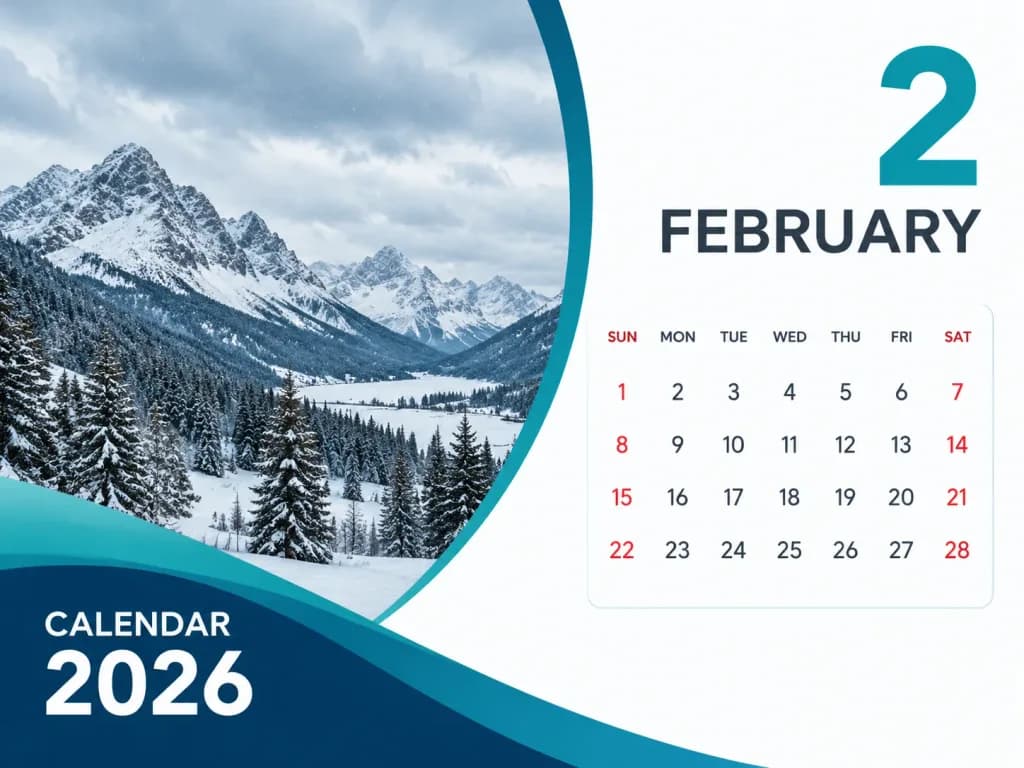 Modern Alpine Winter Calendar Poster