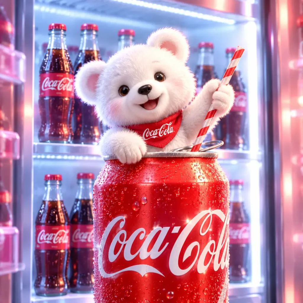 Teddy Bear Mascot in Chilled Soda Can