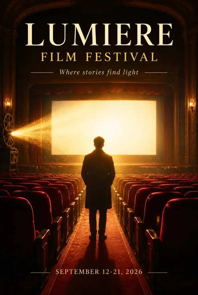 クラシック映画館の映画祭ポスター