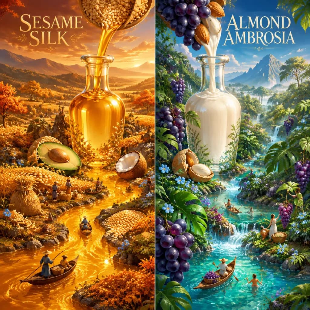 Surreal Botanical Oil Landscape Diptych