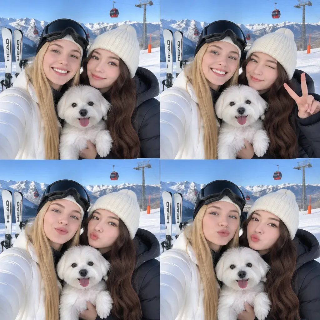Ski Resort Selfie Collage with Dog