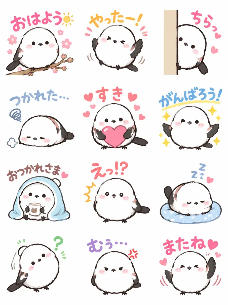Cute Shima-Enaga Bird Sticker Sheet