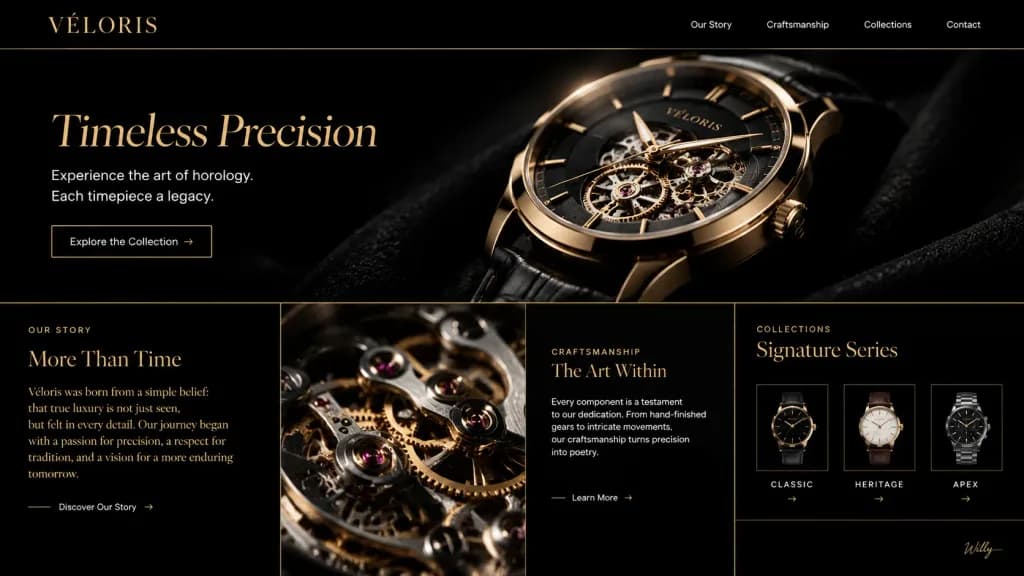 Dark Luxury Watch Landing Page UI