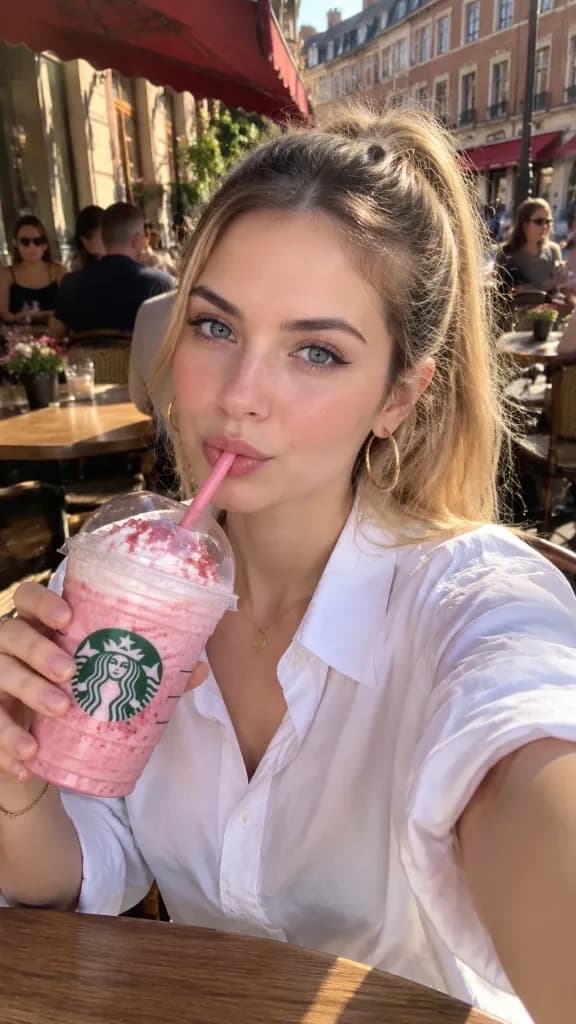 Golden Hour Street Cafe Selfie