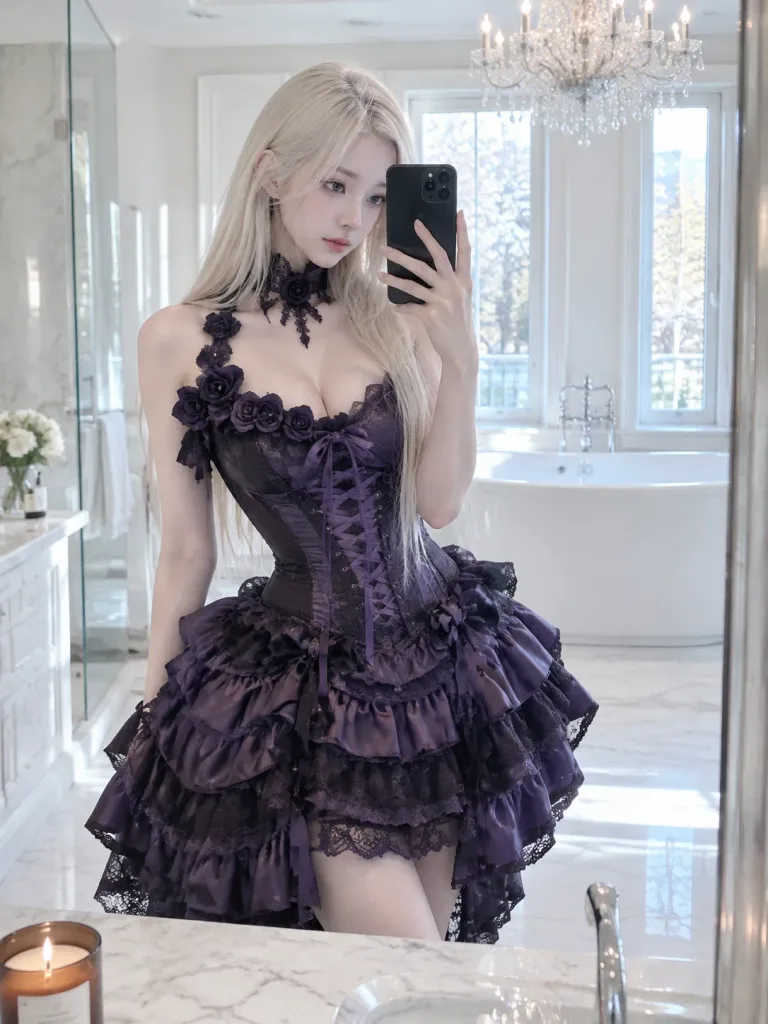 Gothic Lolita Banyo Ayna Selfiesi