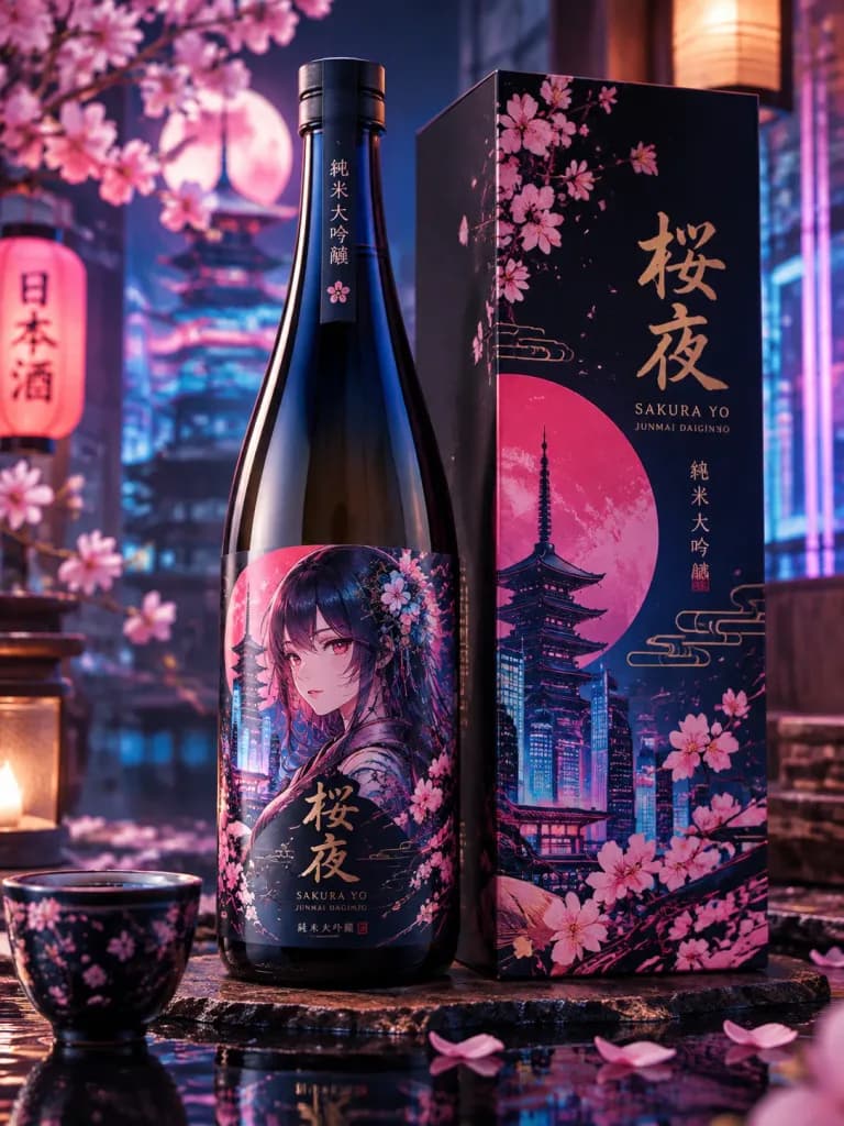 虛構日式清酒瓶品牌包裝設計