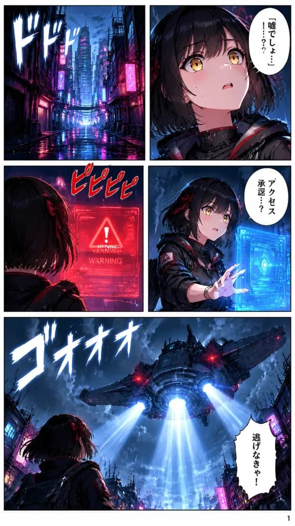 Full-Color Cyberpunk Manga Page